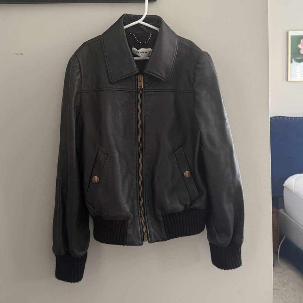 Coach lamb leather biker jacket